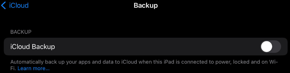Disabling iCloud backup on the iOS