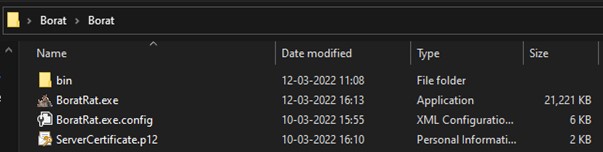 Files in the Borat RAT archive