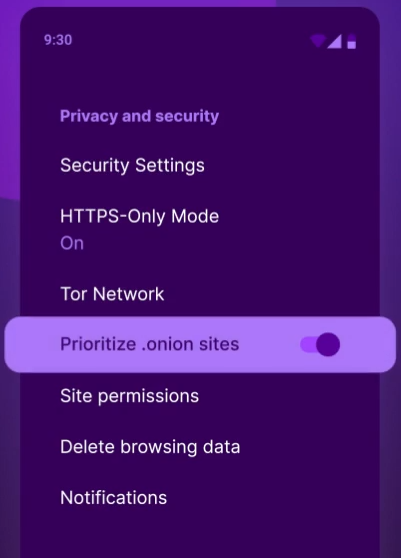 新しい HTTPS およびオニオン サイトの優先順位付けオプション
