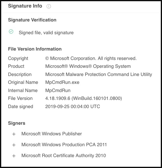 Executable signed by Microsoft
