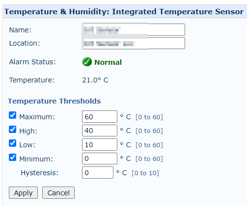 Access temperature threshold settings