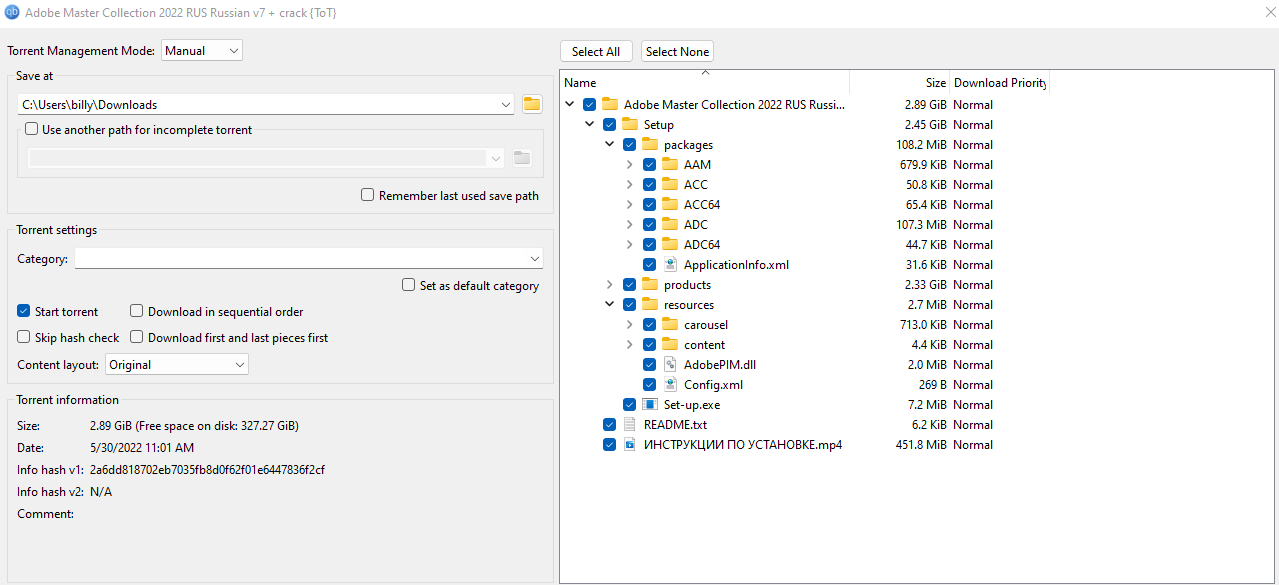 Torrent file list appears genuine