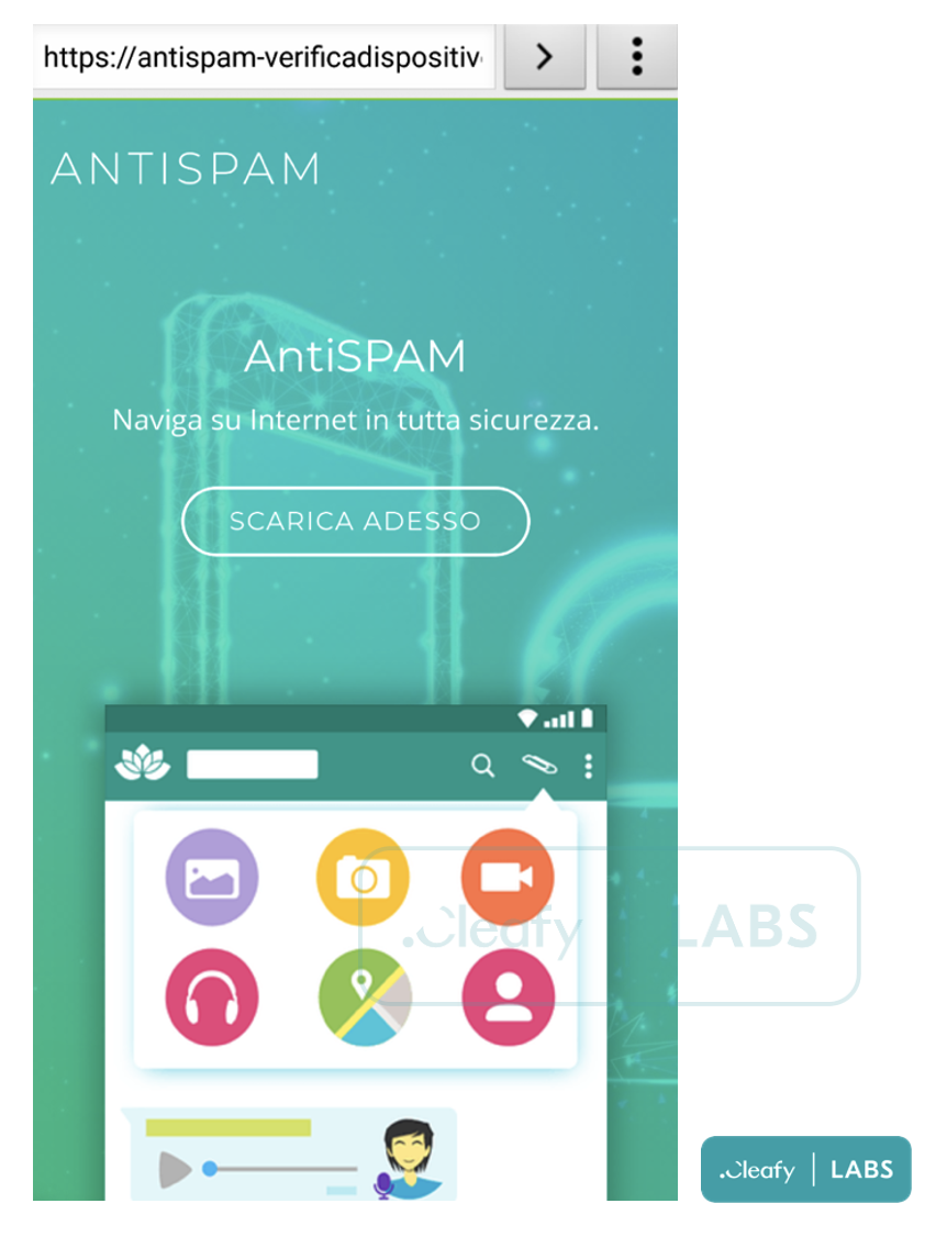 AntiSPAM app promoted by the threat actors