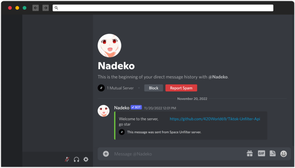 Discord server used in the attacks