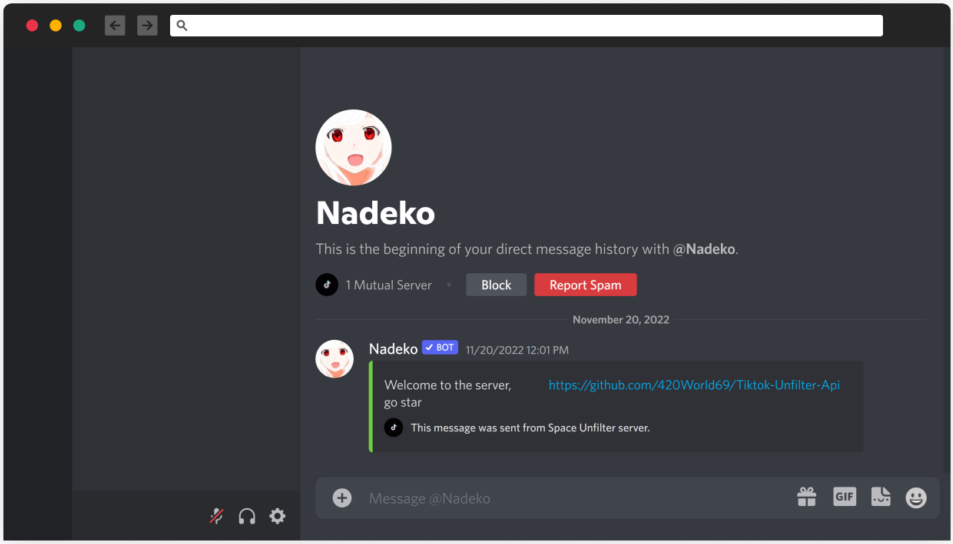 Discord server used in attacks