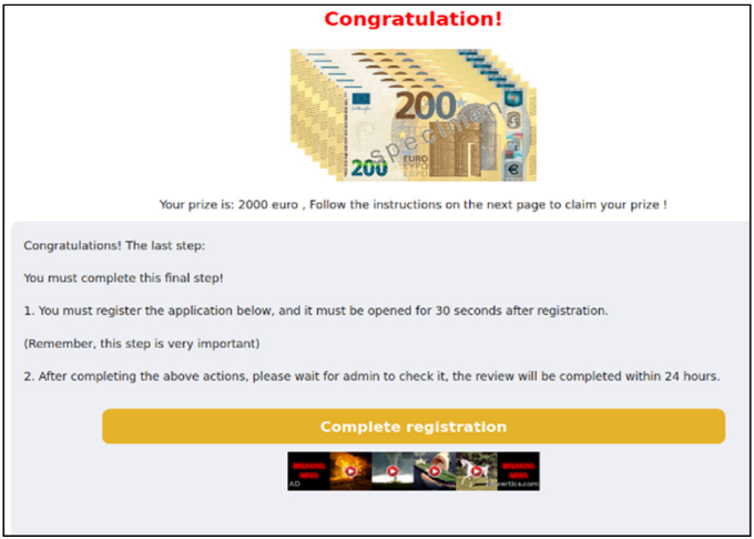 Salah satu situs giveaway palsu