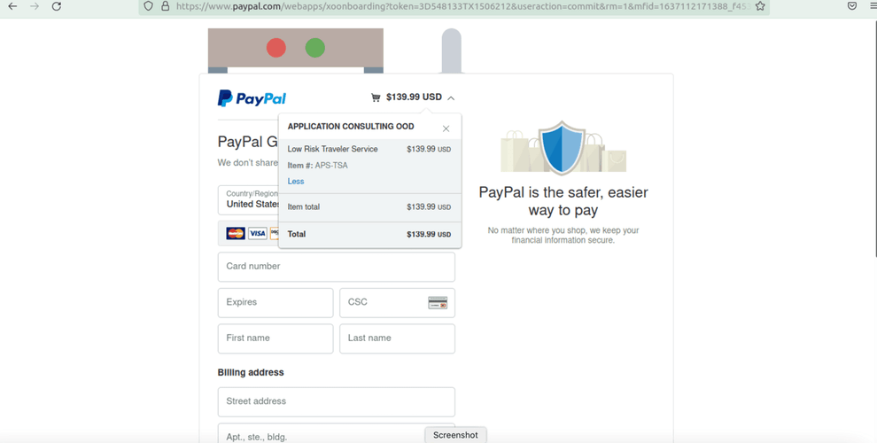 Payment portal on the site