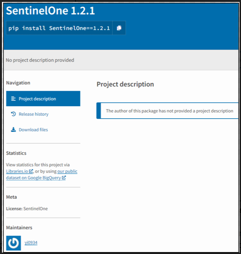 SentinelOne package on PyPI