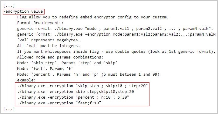 Configuração de criptografia intermitente do ransomware Agenda