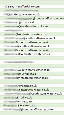 South Staffordshire Water'a işaret eden yayınlanmış kanıtlar