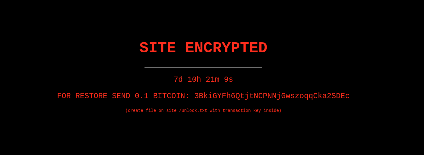 Bogus site encryption message