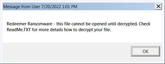 Error message when opening encrypted file