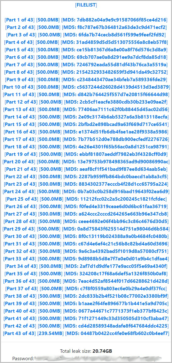 List of files still offered on the RansomEXX Tor site