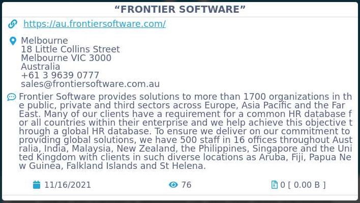 Frontier listing on the Conti portal