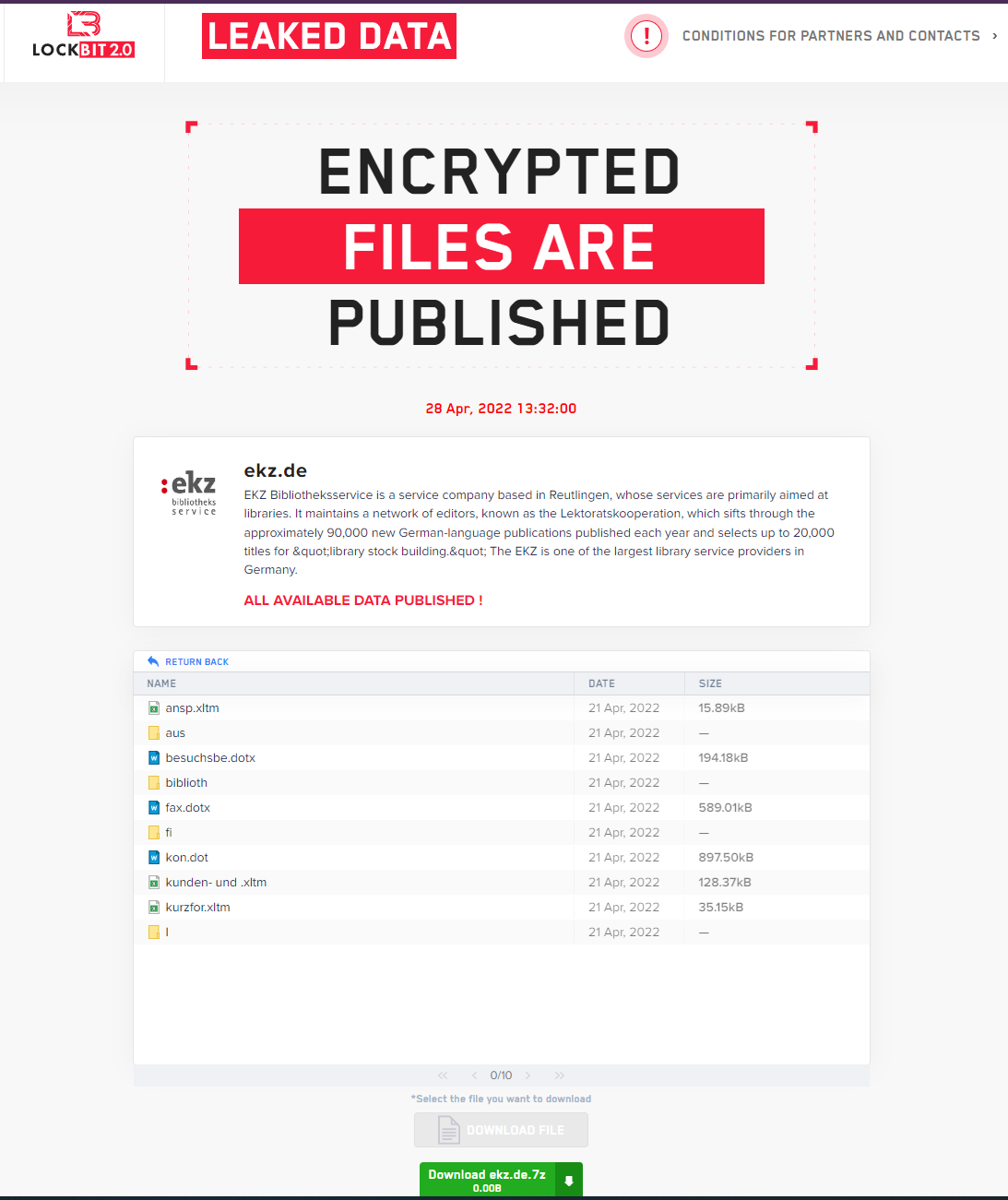LockBit leaking stolen data from EKZ