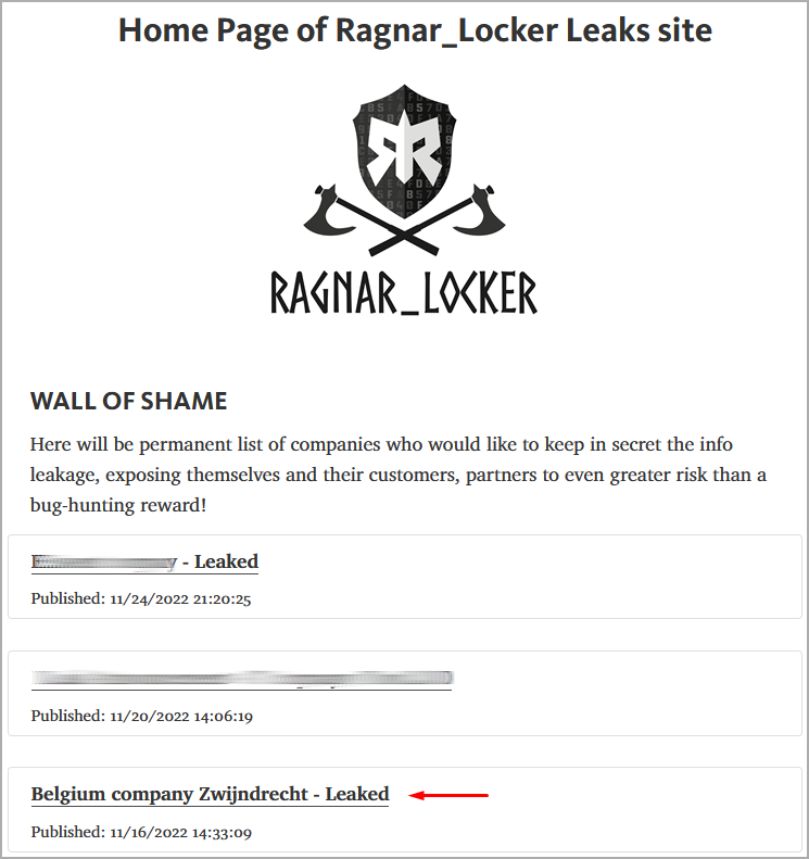 Ragnar Locker に間違った犠牲者がリストされている