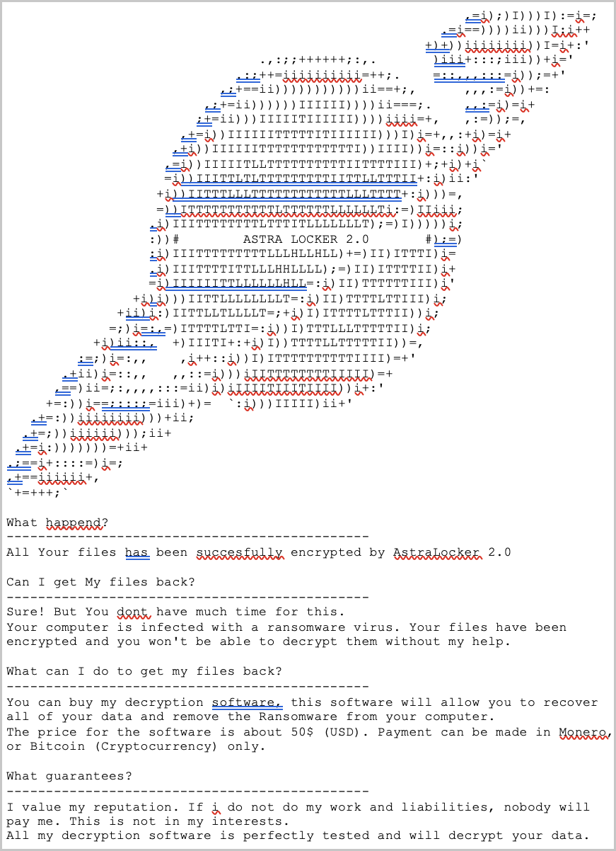 AstroLocker 2.0 ransom note