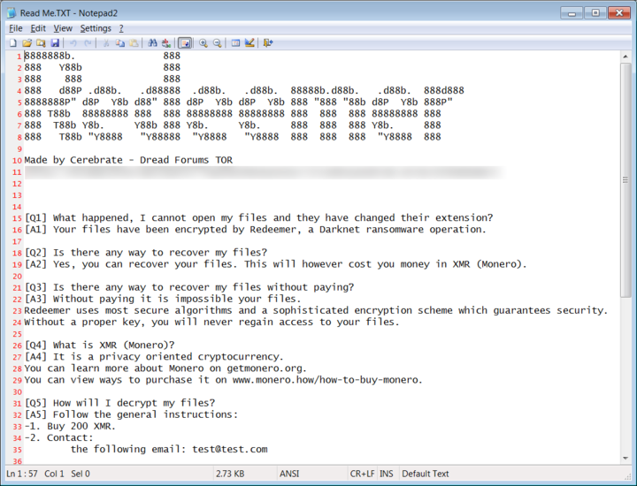 Redeemer's ransom note
