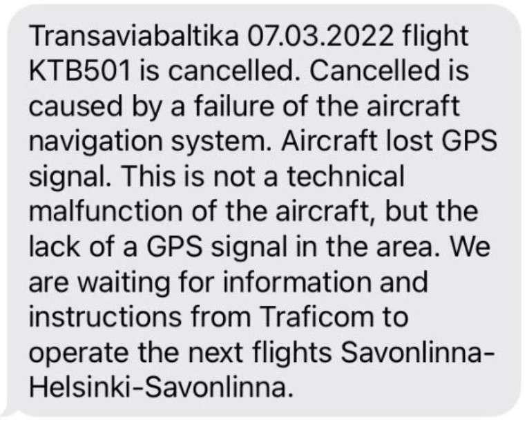 SMS notification for flight cancellation