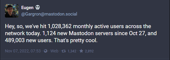 Mastodon toot