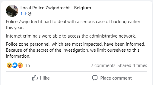 Police statement on Facebook