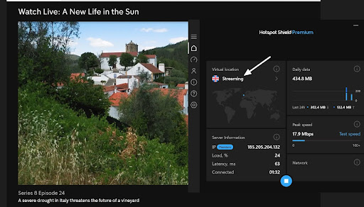Streaming with HotspotShield