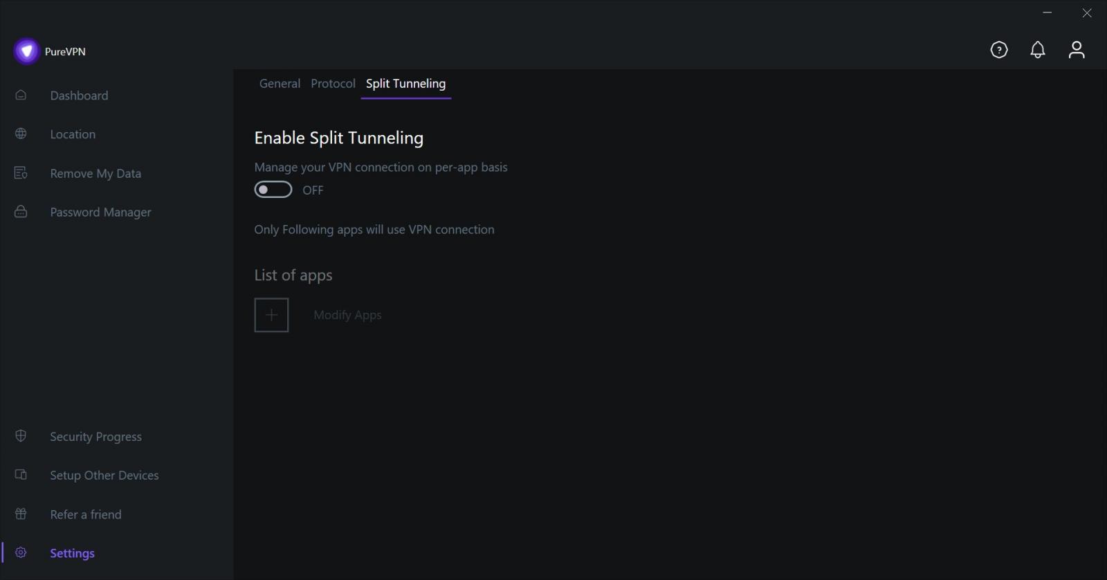 Enable split tunneling
