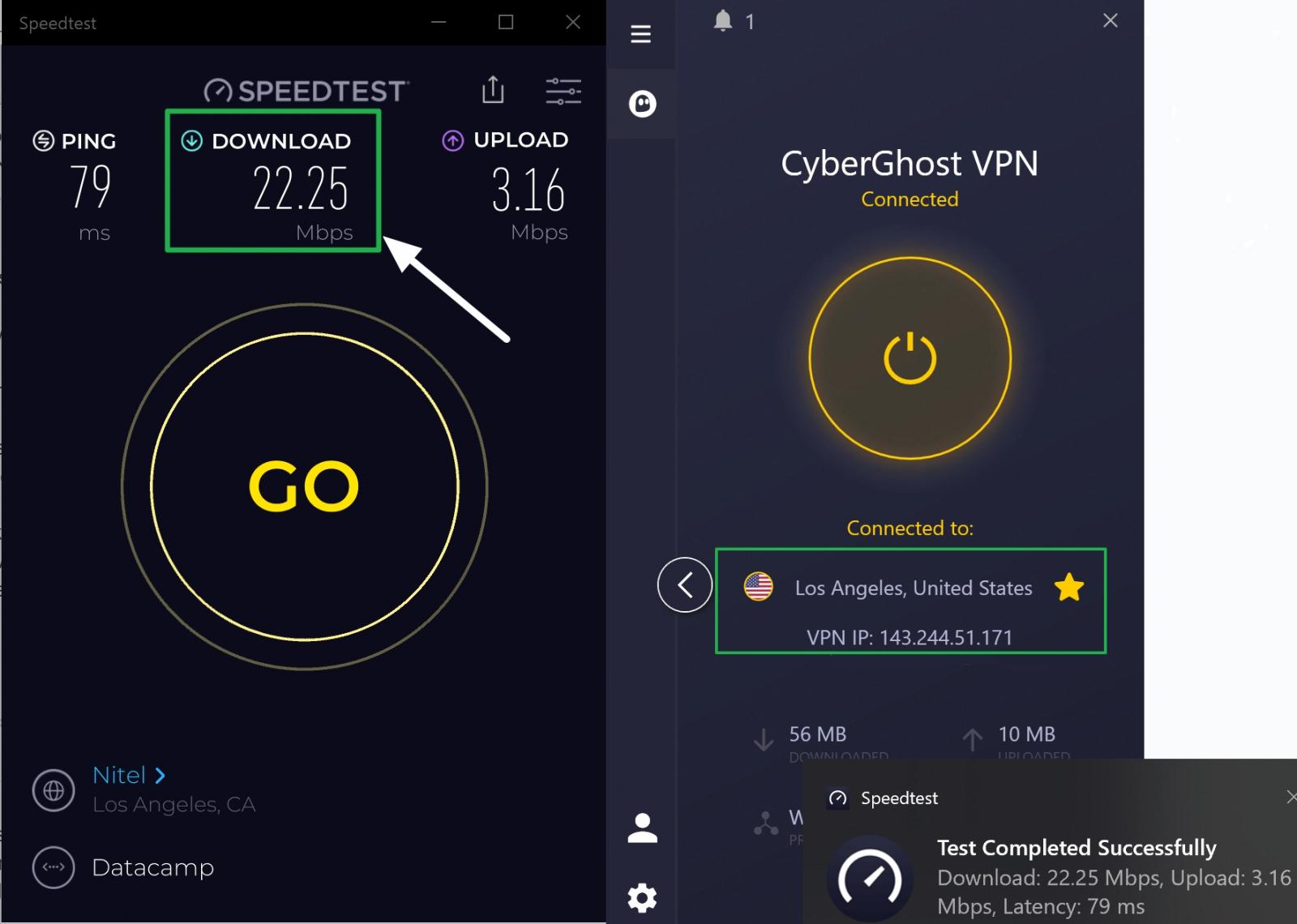 cyberghost download speed