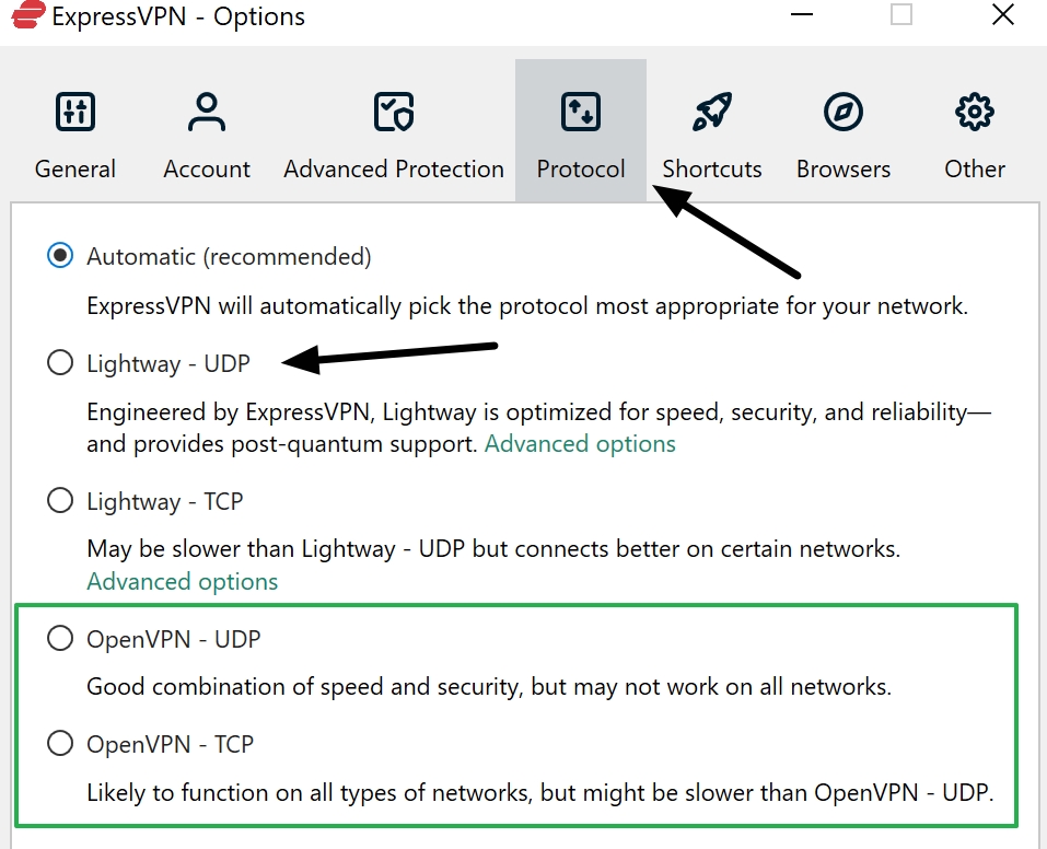 expressvpn protocol