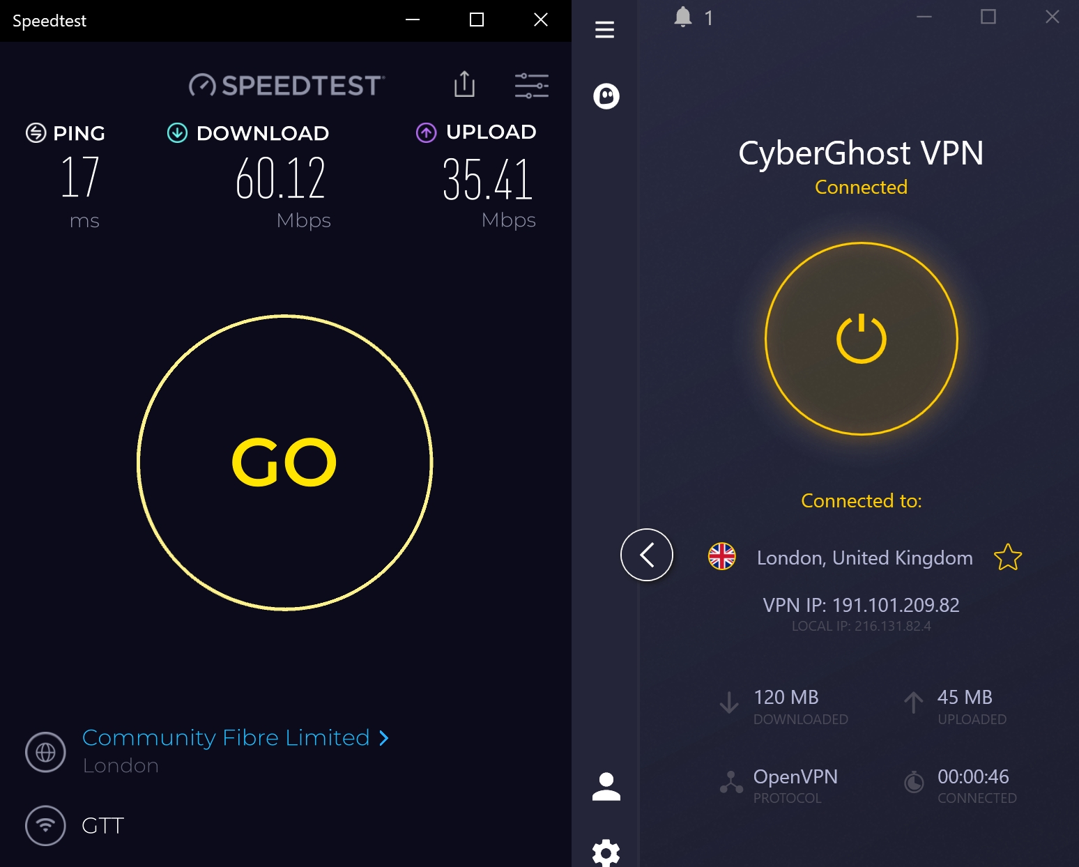 cyberghost download speed