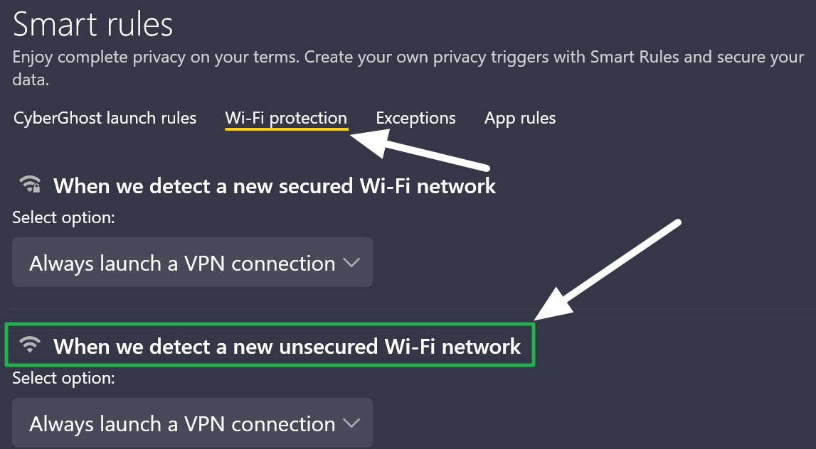 cyberghost smart rules