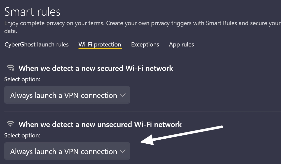 cyberghost smart rules