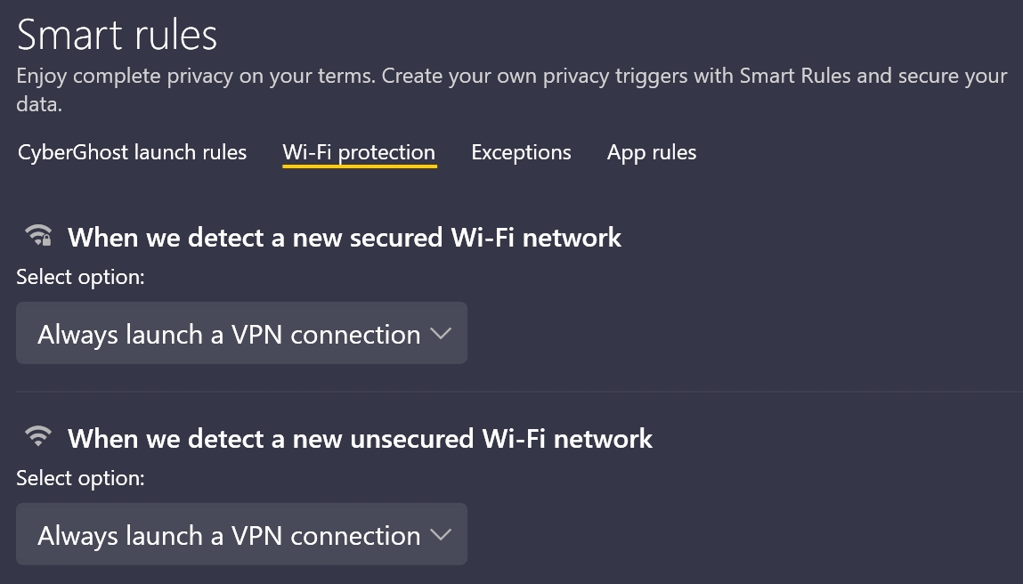 cyberghost wi fi protection