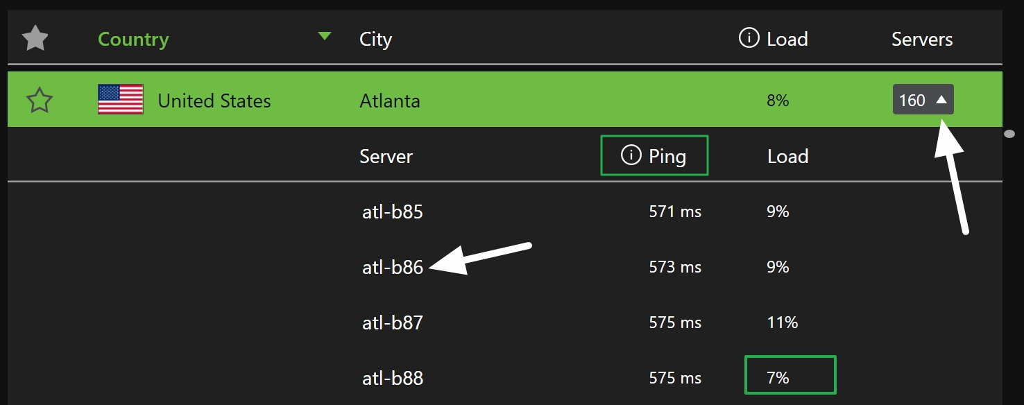 ipvanish server number