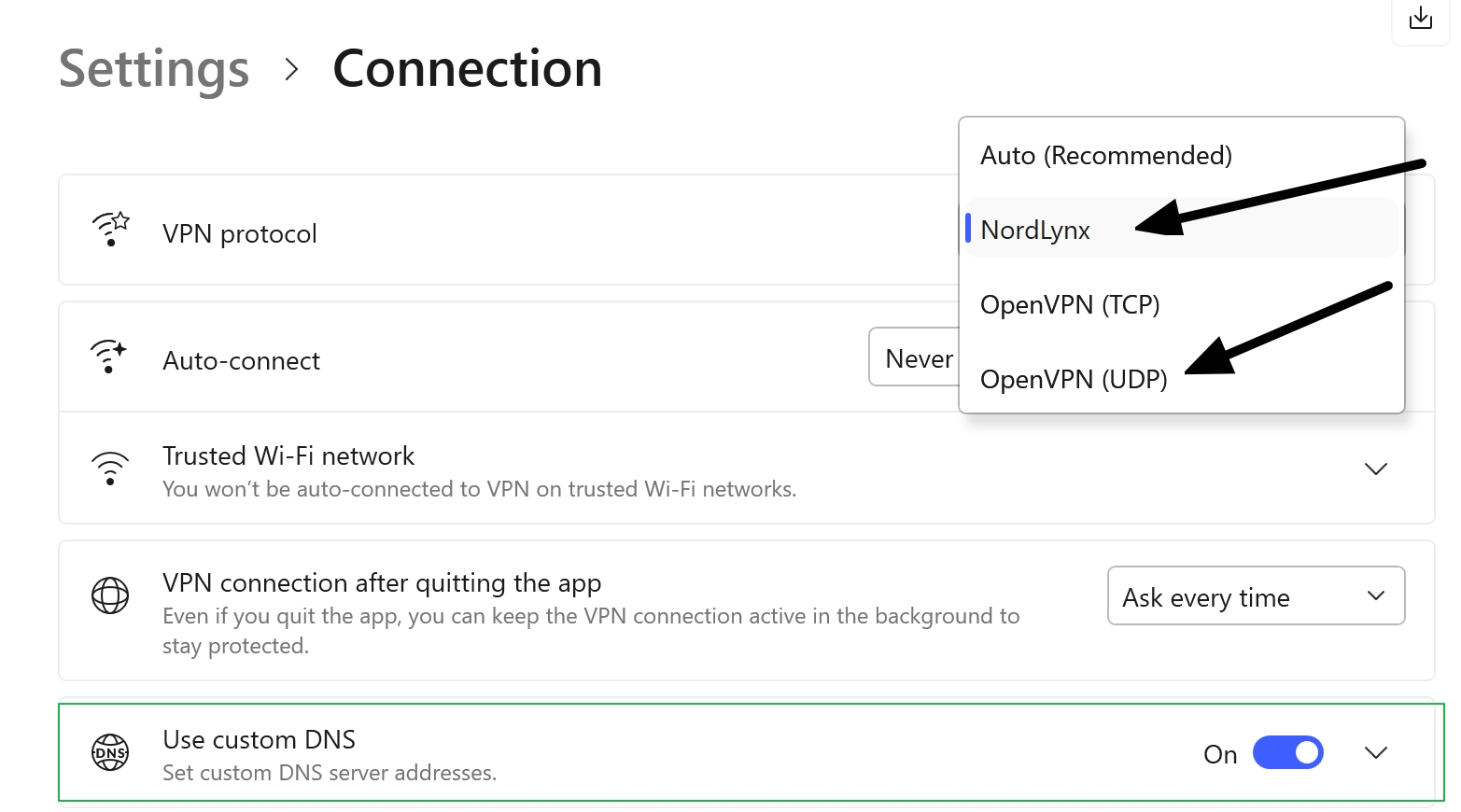 nordvpn custom dns