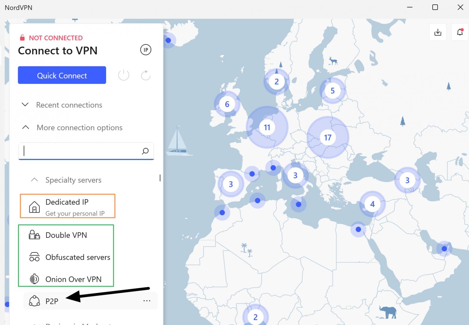 nordvpn p2p