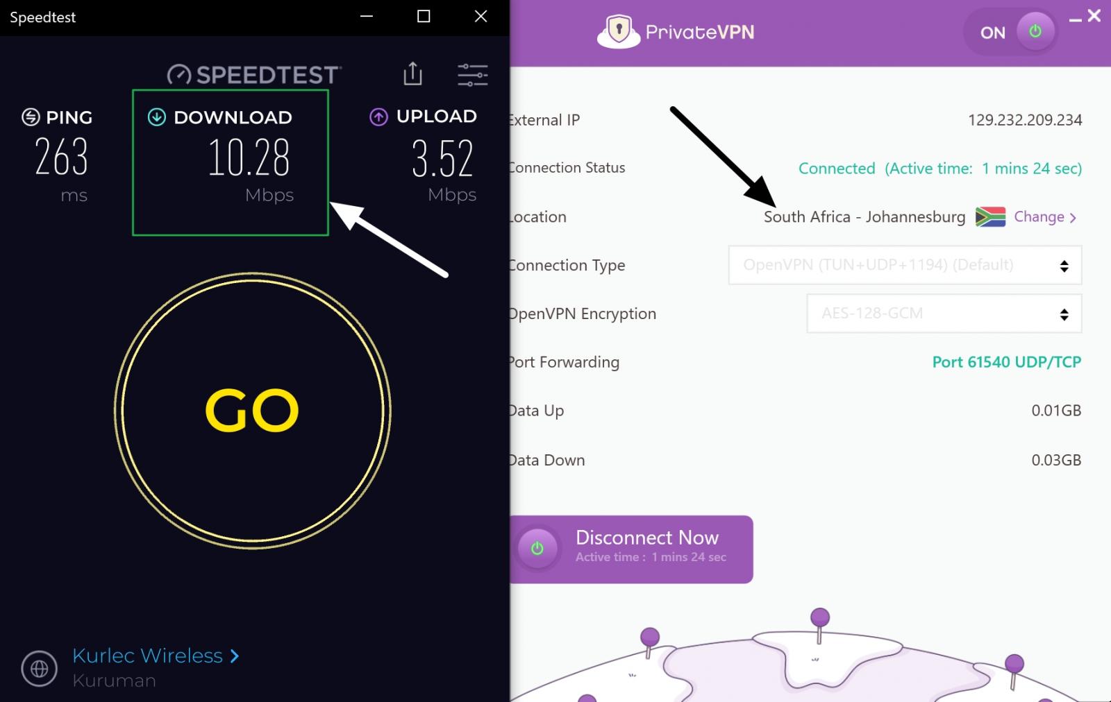 privatevpn download speed
