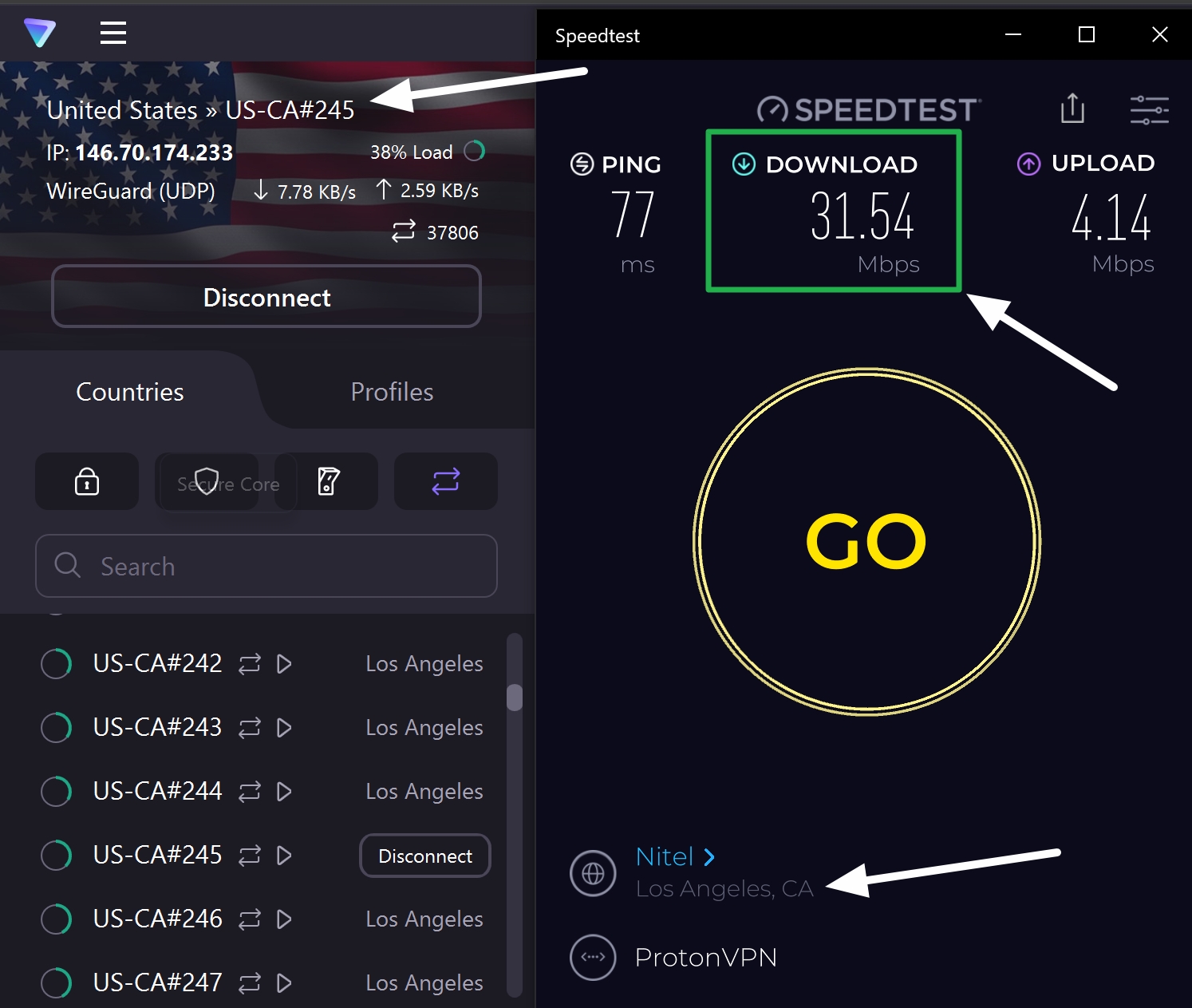 protonvpn download test