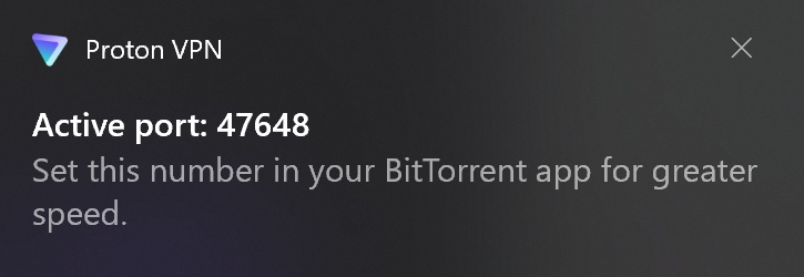 protonvpn active port
