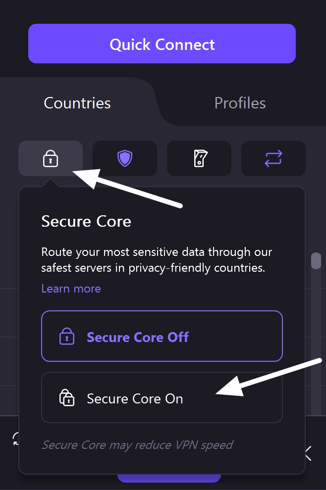 protonvpn secure core