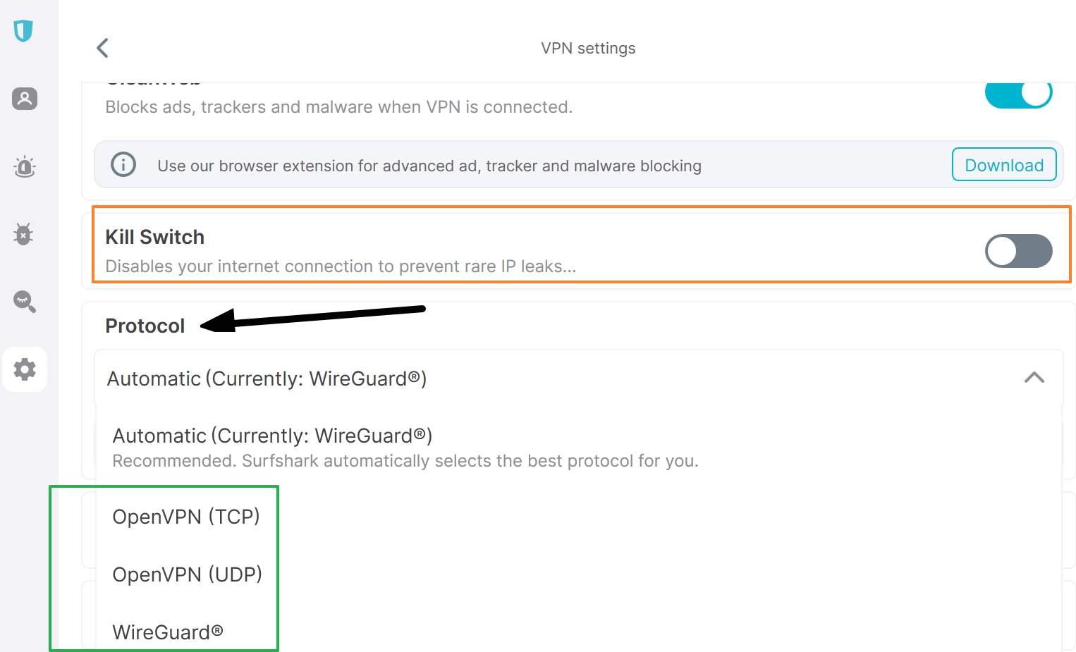 surfshark kill switch