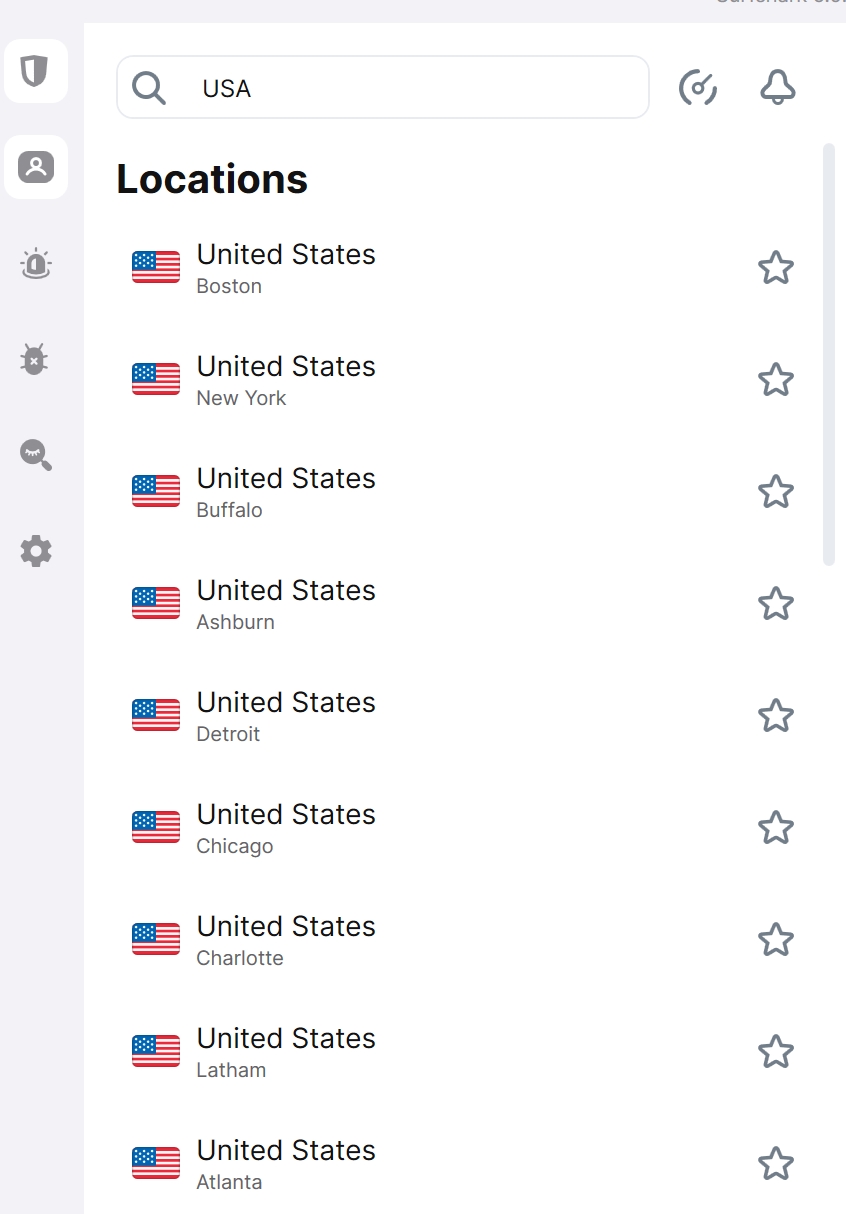 surfshark server locations