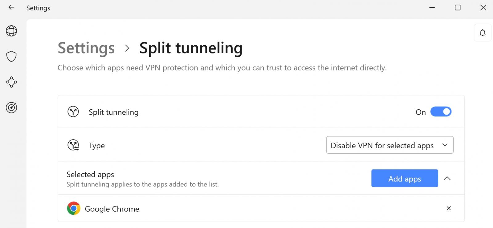 NordVPN split tunneling