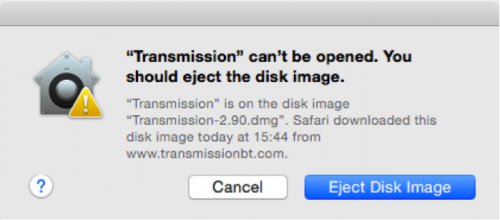 Apple warning of malicious Transmission DMG File