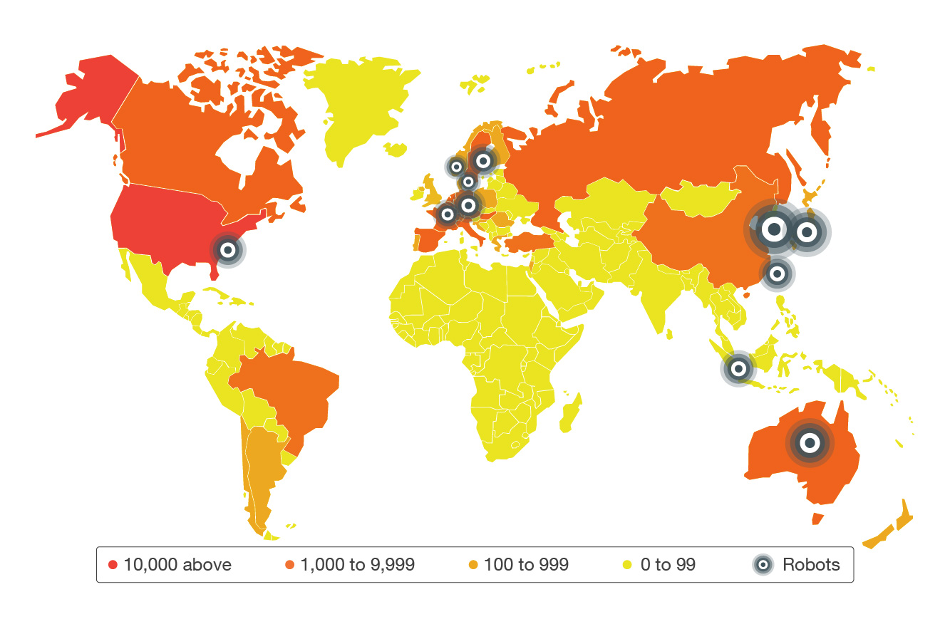 Map showing volume of exposed industrial routers