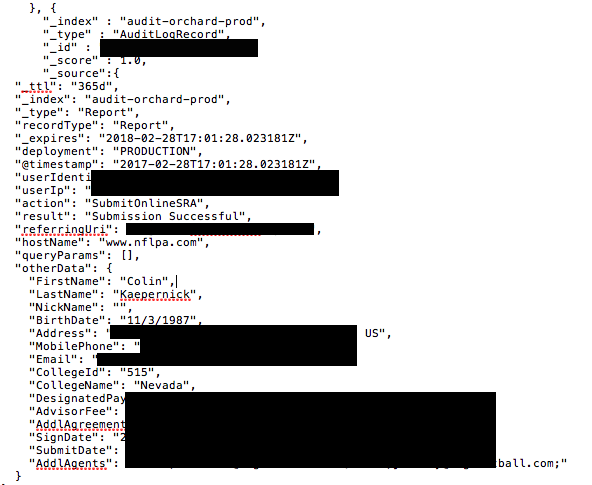 NFLPA data leak