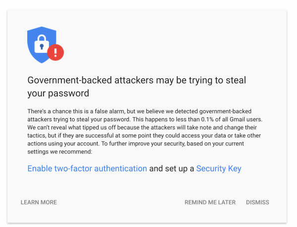 New Gmail government hack alert