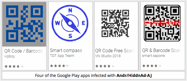 Apps infected with HiddenAd adware