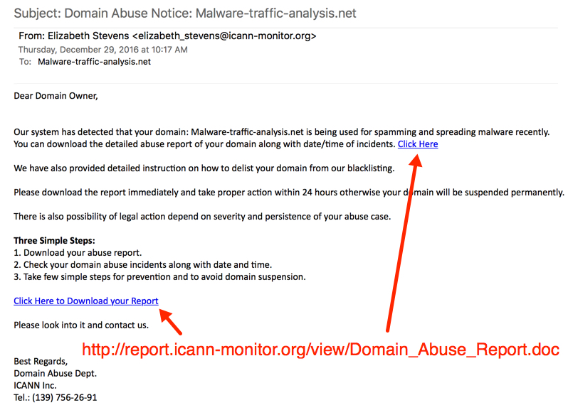 Spam sample originating from pseudo-Darkleech servers